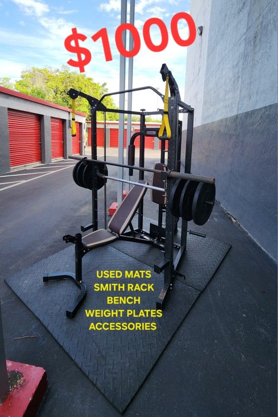 $999 EVERYTHING-COMBO as appear. 
Smith&Bench HomeGym, Weight plates included