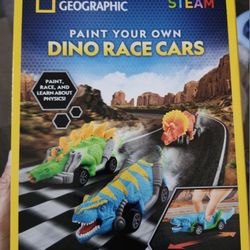 Paint Your Own Dinosaur Race Cars Craft Kit Brand New Never Opened 