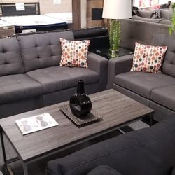 Brand New Gray Or Black Fabric 72" Sofa + 56" Loveseat 2PCs Set