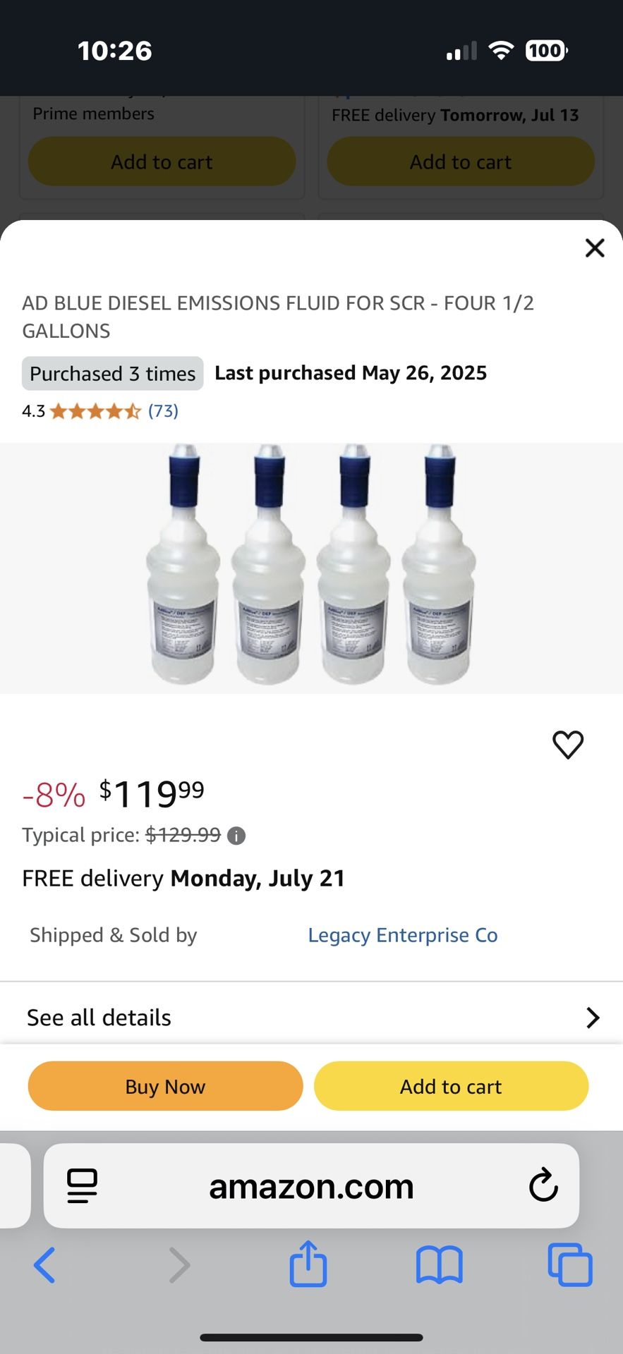 Ad blue diesel emissions additive