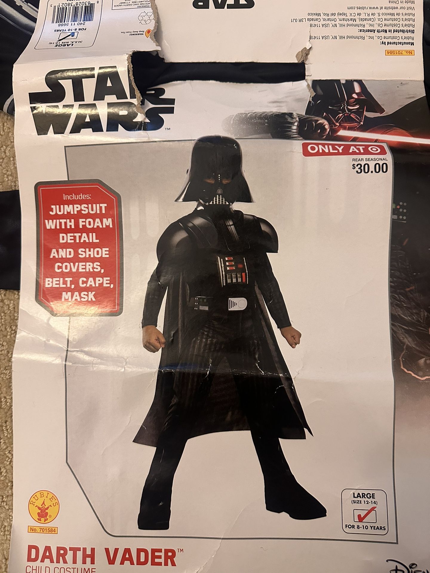 Darth Vadar Size 8-10