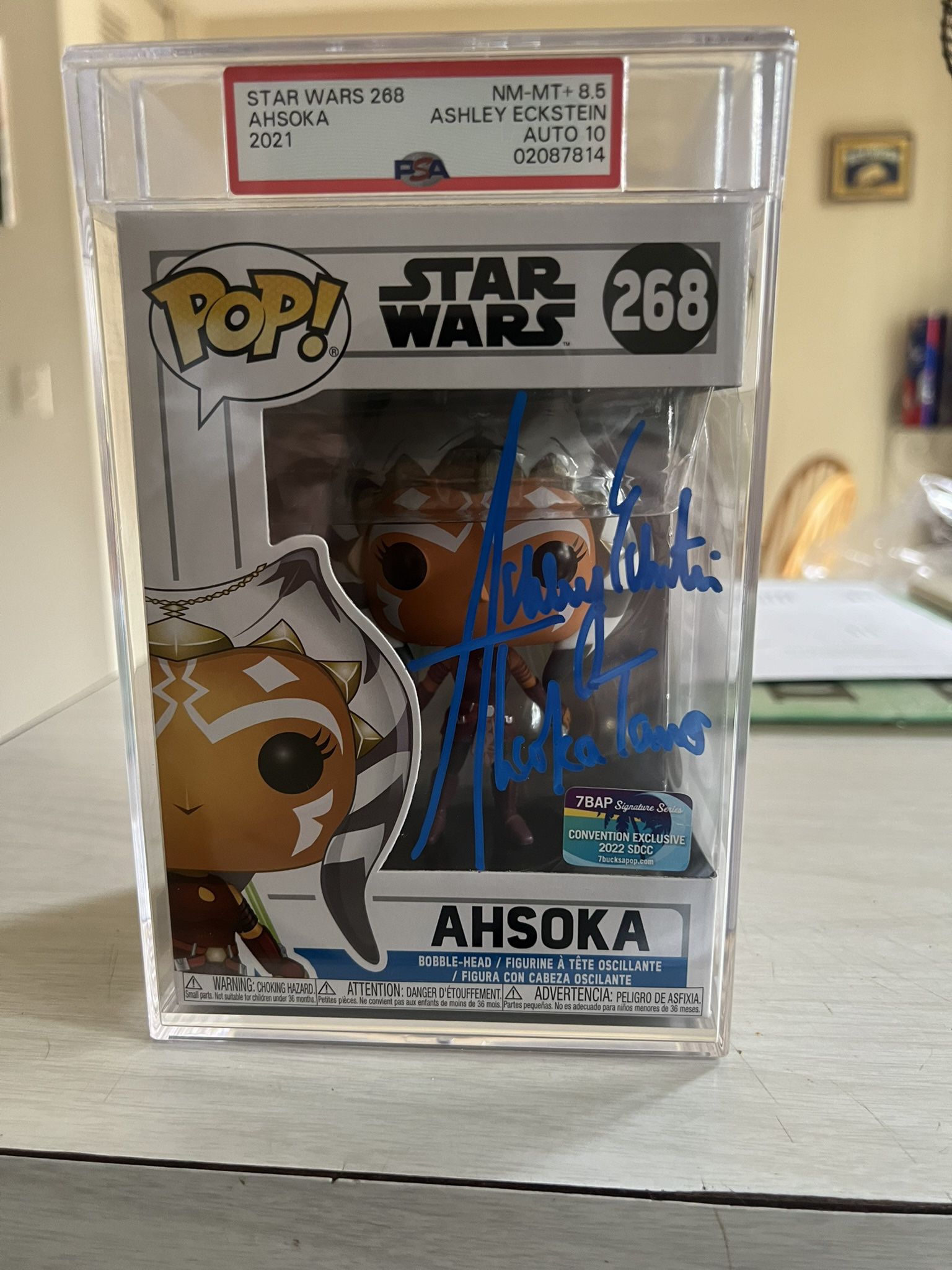 Funko Pop Star Wars #268 Ahsoka 7bap Edition Autographed Ashley Eckstein PSA 8.5