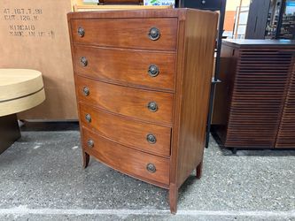 Vintage Brown Colonial 5-Drawer Tall Dresser
