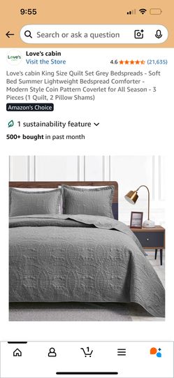 NEW King Size Gray Quilt, Still In Box