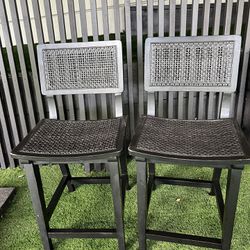 2 Counter Chairs Cane Black