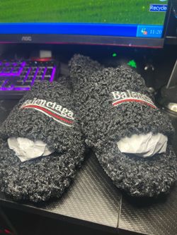 Furry Balenciaga Slides