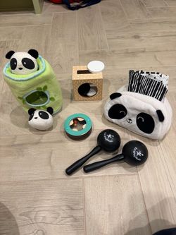 Panda crate infant toys and maracas