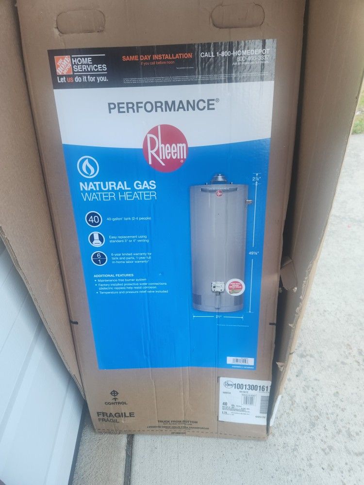 Rheem Water Heater 40 Gallons - 2 Months Old