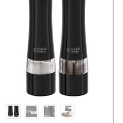 Russell Hobbs 28010-56 Electric Salt and Pepper Mill Set, Adjustable Grinder – Black Metal