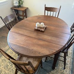 Antiques Oval Drop-Leaf Dining Table & Chairs Set