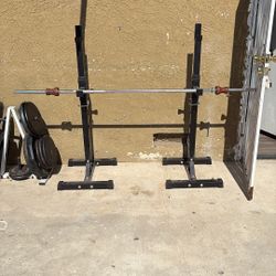 Weight Set And Squat Rack Plus More