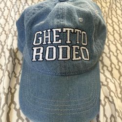 Blue denim 'GHETTO RODEO' hat