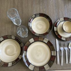 Dinnerware and glasses
