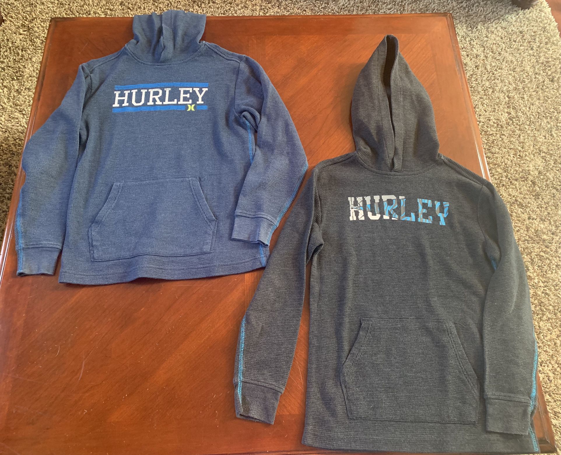 🏃🏻‍♂️Kids Size 8 Boys Thermal Material Hooded Shirts by Hurley  $8 EACH or BOTH for $15 Both are in like new condition from smoke and pet free home.