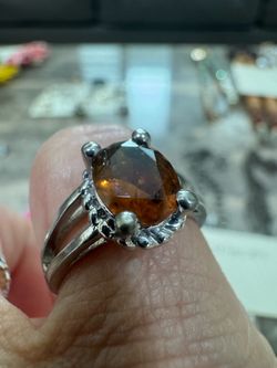 Sterling Silver (925) Ring With Citrine Gemstone