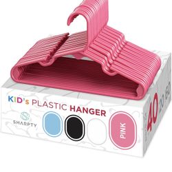 40 Pack Sharpty Children's Hangers Plastic, Kids Hangers Ideal for Everyday  Standard Use, Baby Hangers Kid s 40 Pack (Pink, 40) for Sale in Queens, NY  - OfferUp