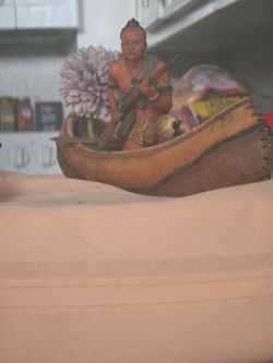 Native American Warrior Canoe Figurine