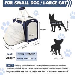 19 x 13.5 x 9.5 TSA Approved Large pet Carrier for cat and Small Dog up to 12-15 lbs