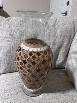 Boho Amber Mosaic Glass Vase