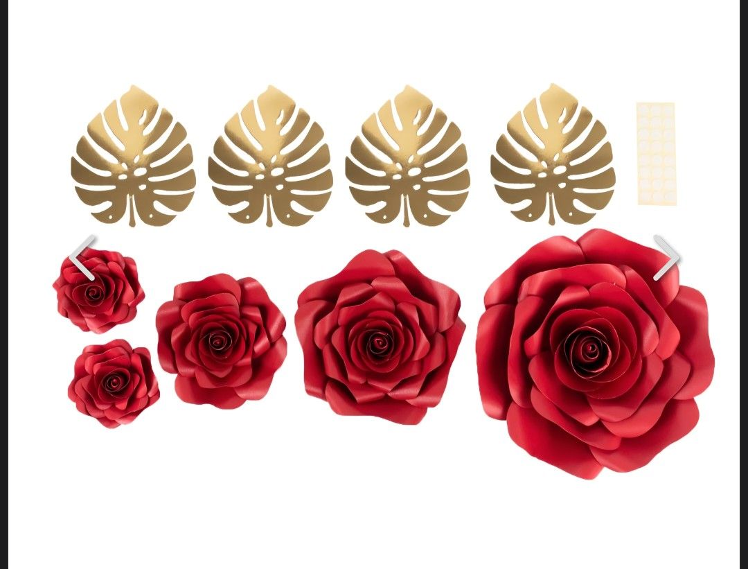 Artificial Extra Large Thick Red Roses For Decorations And Backdrops