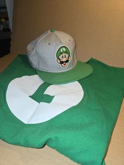 Super Mario Luigi men's XL and snap back hat halloween costume