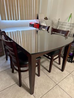 Glass Top Dining Table with 4 Chairs