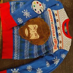 Medium Ugly Christmas Sweater Bob Ross