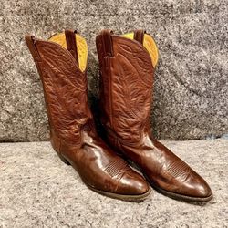 Nocona Vintage Brown Leather Western Cowboy Boots Men's 13 D - Lot #11