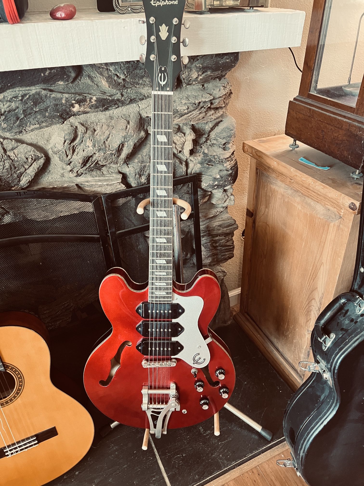 Rare To Find Epiphone P93 RP With Metal Flake Edge