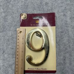 Baldwin #9 Solid Brass 5" House Number Lifetime Polished Brass Finish 90671.003