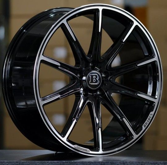 24x10 BRABUS STYLE WHEELS RIMS GLOSS BLACK 5X130 FITMENT G63 MERCEDES ...
