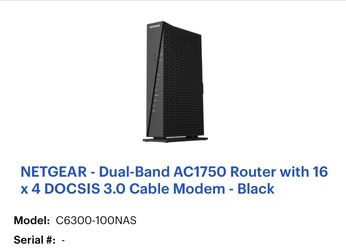 NETGEAR - Dual-Band AC1750 Router with 16 x 4 DOCSIS 3.0 Cable Modem - Black