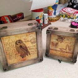 Set Of 2 Small Wooden Boxes 