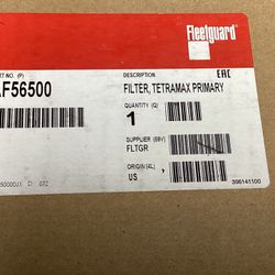 Fleetguard Air filter AF56500 Tetramax primary Filter NIB.    For Freightliner / international  Length 664.46mm  Height 227.0mm