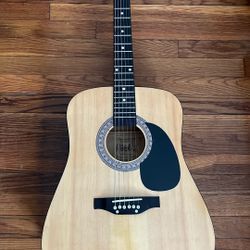 Burswood Full-Size Dreadnought Acoustic Guitar – Natural Finish, Good Condition