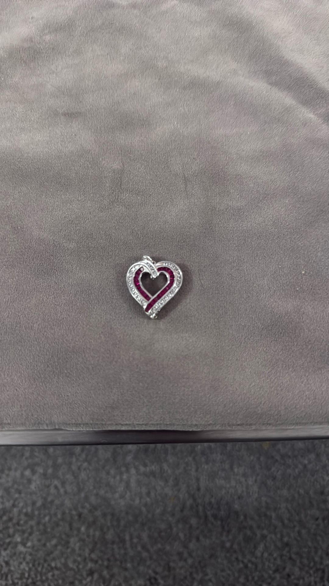 Stunning White Sapphire Ruby Heart P Star M Signed Sterling Silver Pendant