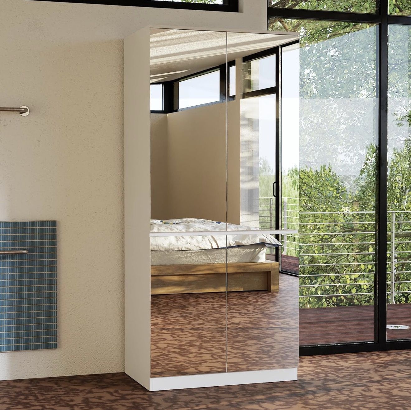 Wardrobe Closet with All Mirror