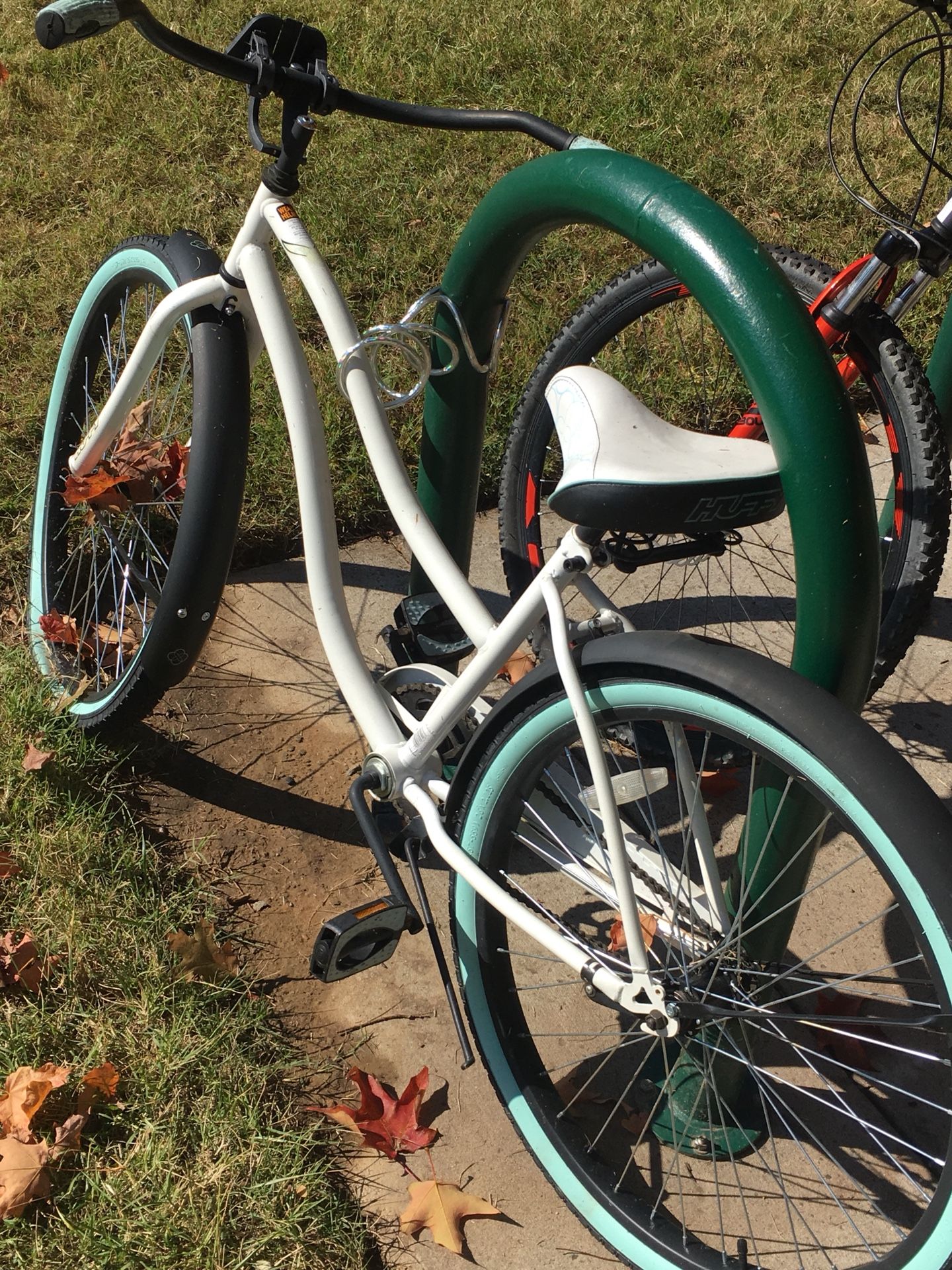 White and blue bike