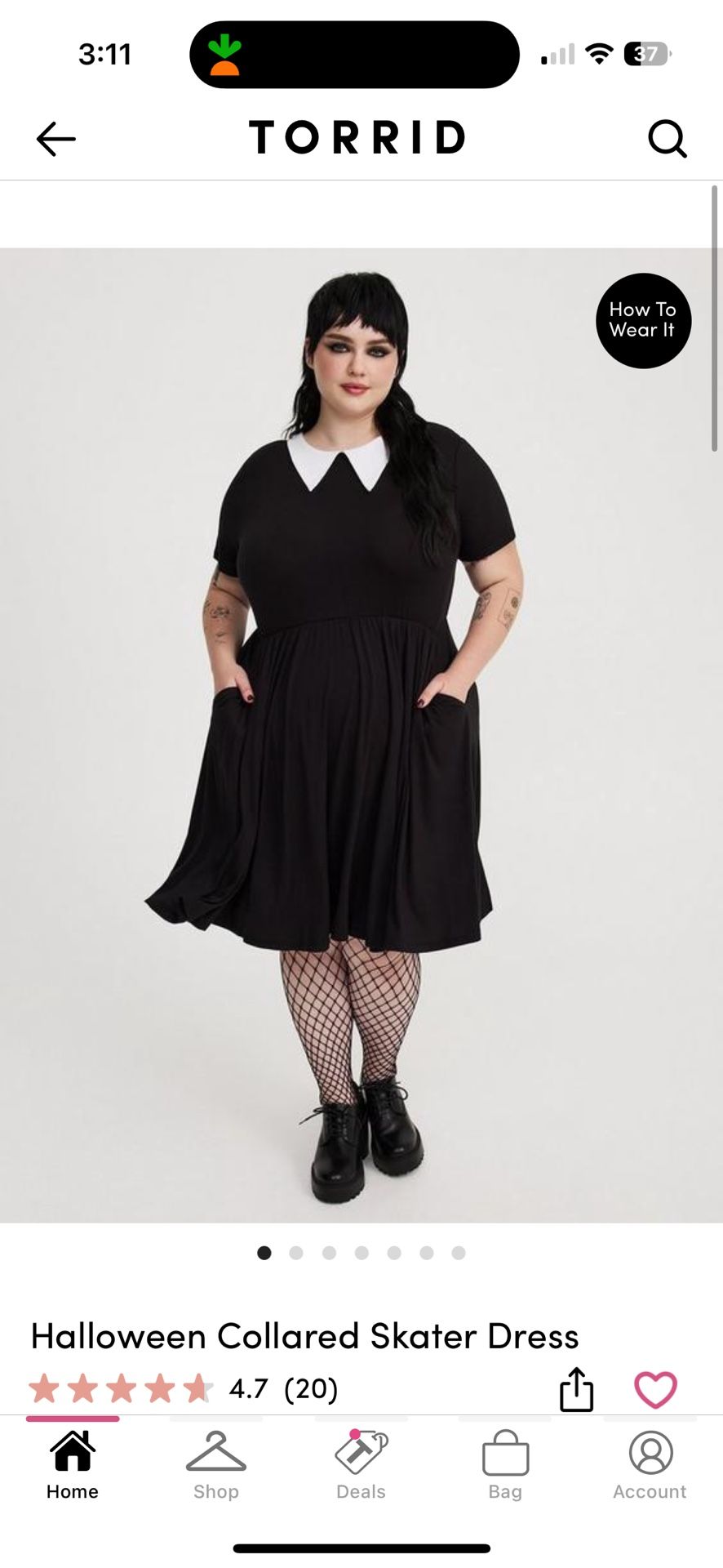 Brand New / Never Worn Plus Size Torrid “Collared Skater Dress” Halloween Wednesday Character Dress 