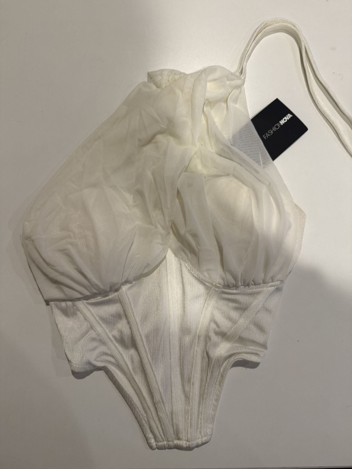 FashionNova “ Covet Ocasional Draped Corset Top”, Size: S