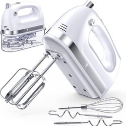 Hand Mixer Electric, 400W Food Mixer 5 Speed Handheld Mixer, 5 Stainless Steel Accessories, Storage Box, Kitchen Mixer with Cord for Cream, Cookies, D