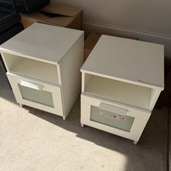 Two white IKEA nightstand