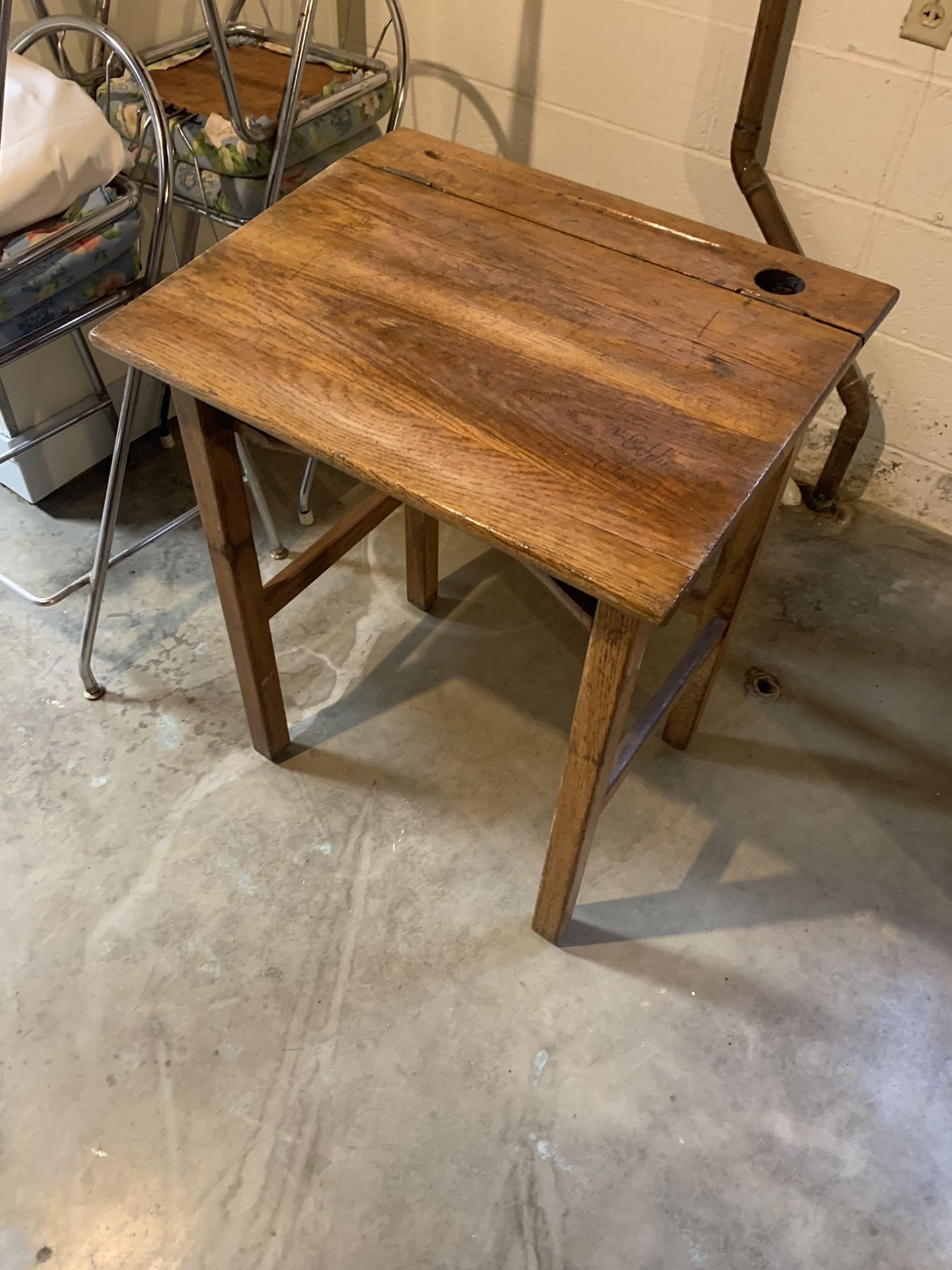 Antique Oak School Desk