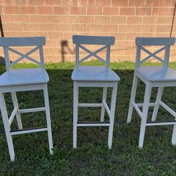 INGOLF Bar stool with backrest, white, 29 1/8 " IKEA White