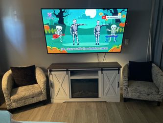 Tv Stand With Fireplace And Two Armchairs