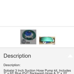 Suction Hose Pump And Backwash Hose 
