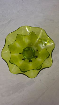 Vintage green glass bowl
