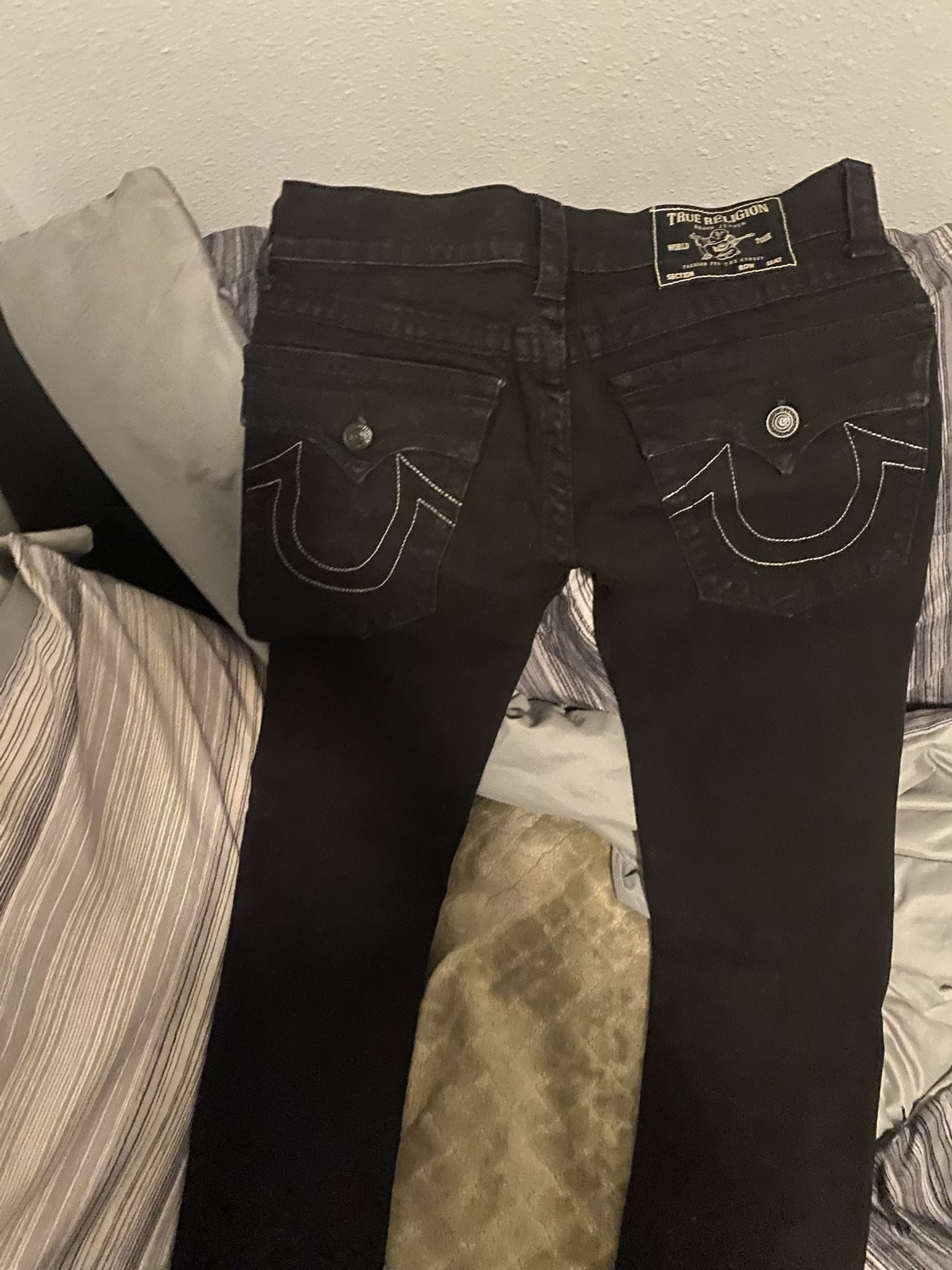 Black True Religion Relaxed Skinny Jeans