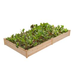8×4FtWooden Horticulture Raised Garden Bed Divisible Elevated Planting Planter Box for Flowers/Vegetables/Herbs in Backyard/Patio Outdoor, Natural Wo