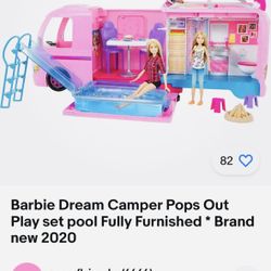 Barbie Dream Camper Pops Out Play set pool Fully Furnished like new 2020
